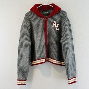 American Eagle Outfitters Gray and Red Sweater